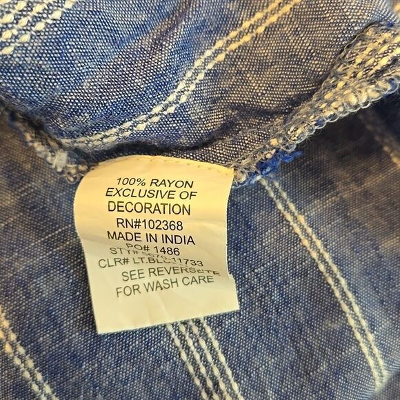 Spiaggia Dolce Blue Striped Boho Dress Or Coverup with Tassels - Picture 7 of 7